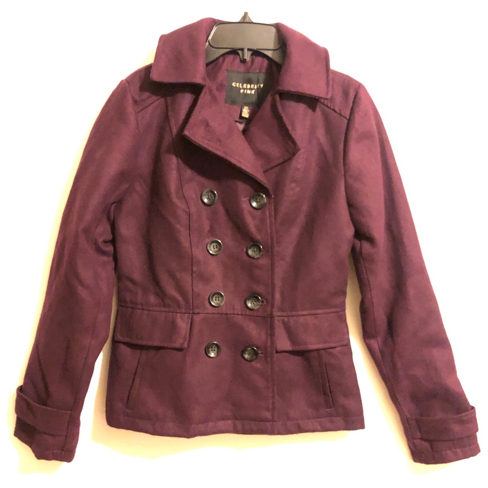 Women’s Double Breasted Plum colored Pea Coat